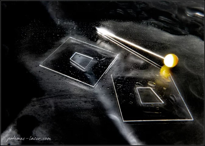 Laser cutting of glass coverslips for biotech application